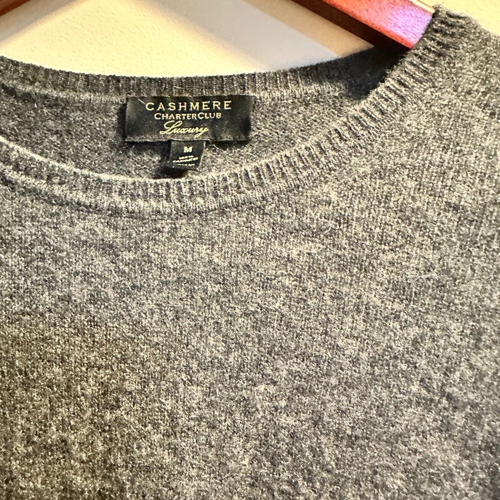 Charter Club Heather Gray Cashmere Pullover